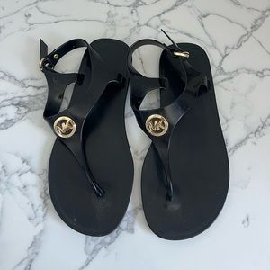 EUC MICHAEL Michael Kors Black Jelly Adjustable Sandals Size 7